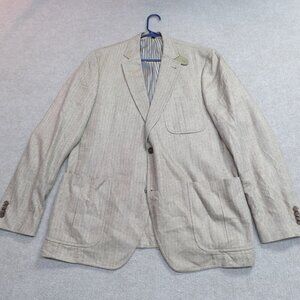 Kroon Mens Sport Coat 42L Beige Unlined Unstructured 100% Silk